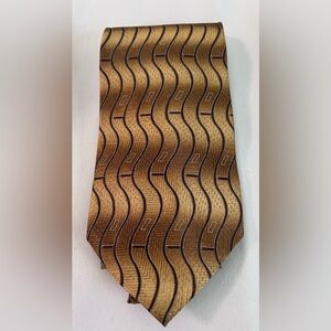 Mens Retro Neck Tie 58”X 4” ENRICO‎ GUCCINI 100% Silk Brown  Black Pattern
